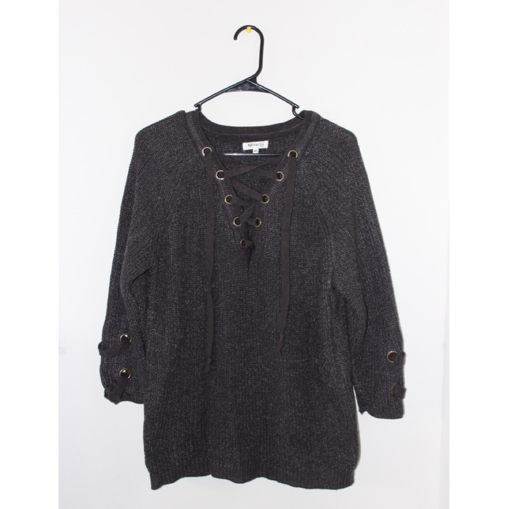Lace Up Chunky Sweater